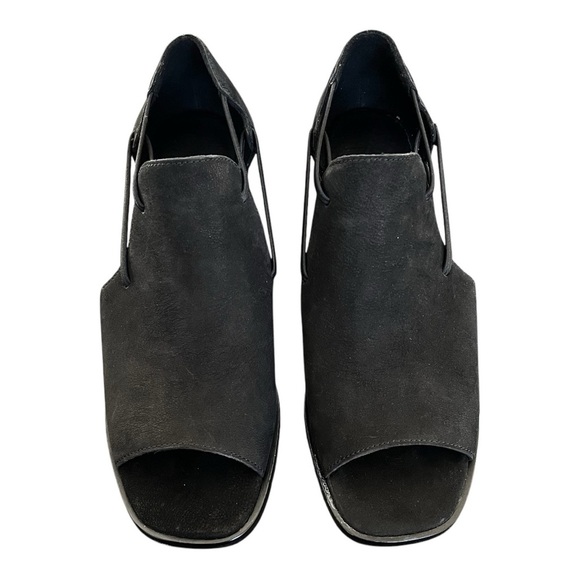 Eileen Fisher Alfie Black Suede Open Toe Slip On Sandal Block Heel Size 6 NWOT - Picture 5 of 8